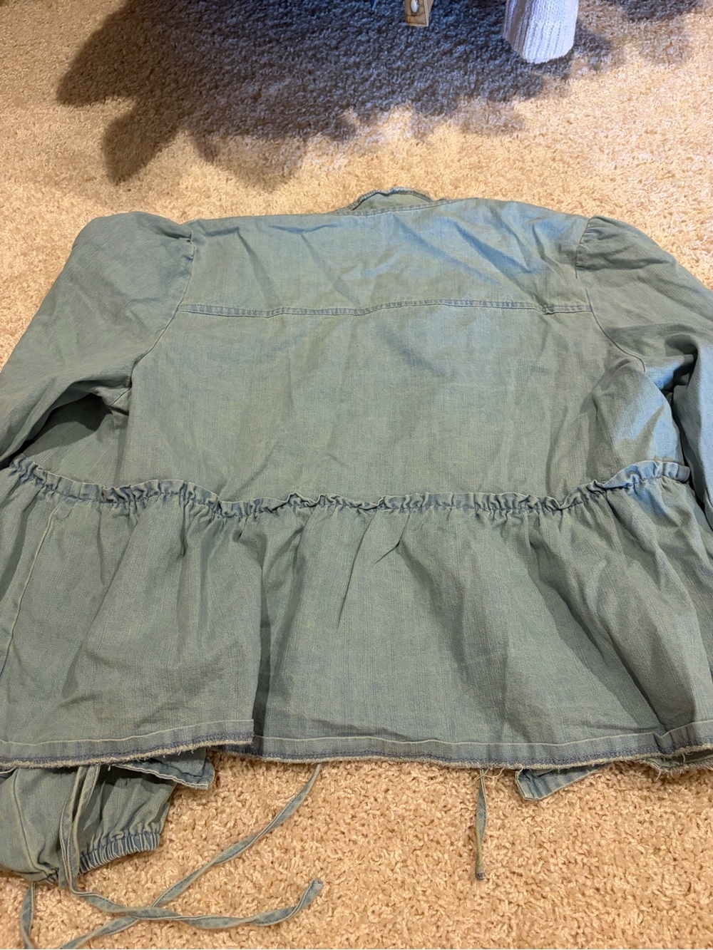 Light Blue Women's Drawstring Denim Jacket - Picture 2 of 2